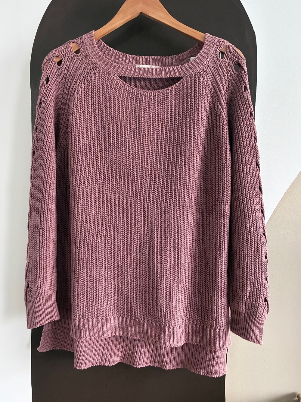 Altar’d State Mauve Open Knit Cutout Sweater Size Medium
